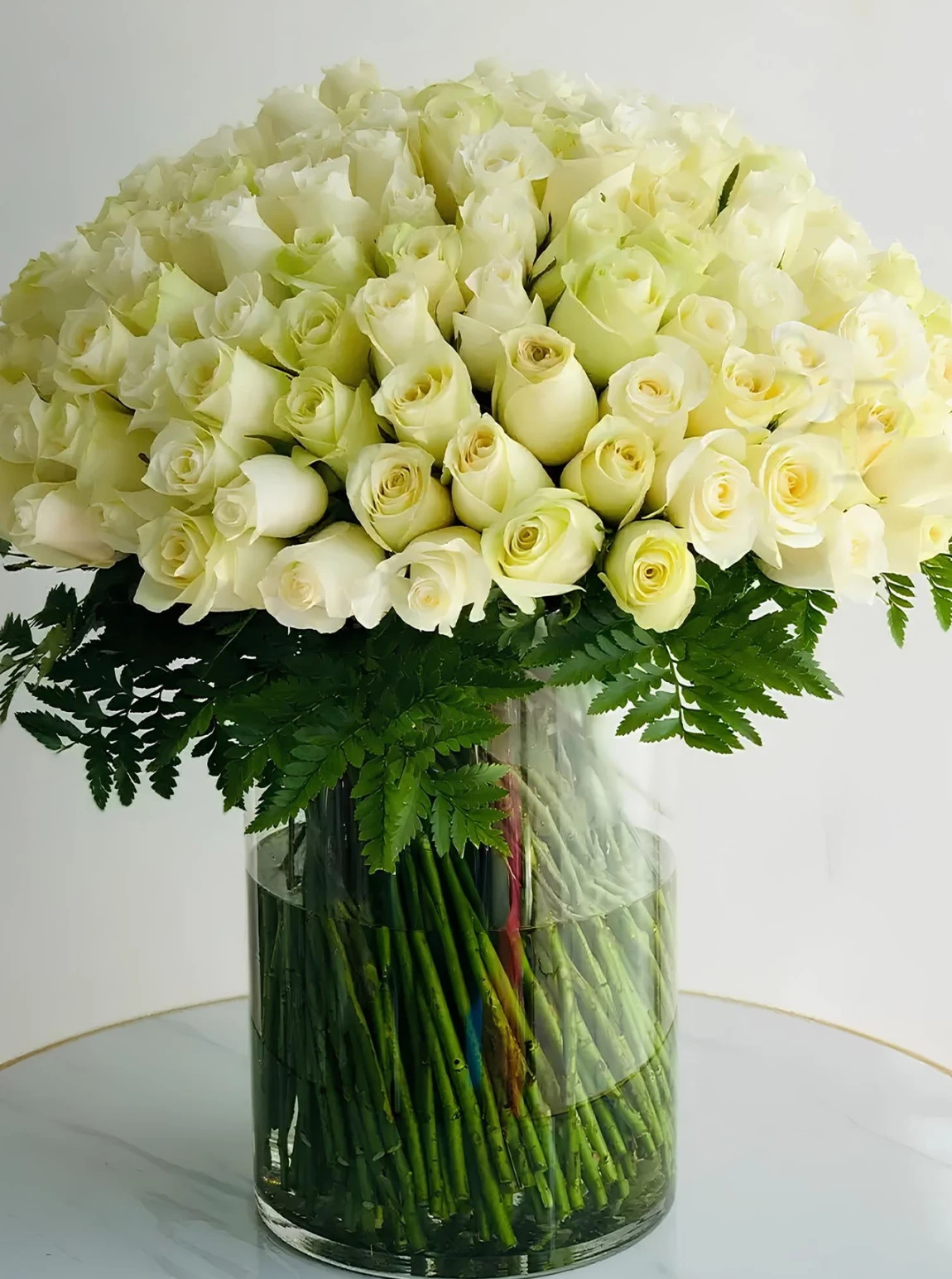 Vazoda 101 Tane Beyaz Gül